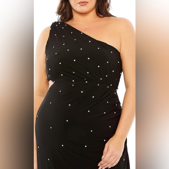 Mac Duggal 68354 NWT Rhinestone Embellished One-sleeve Side Cutout Dress - Picture 6 of 9